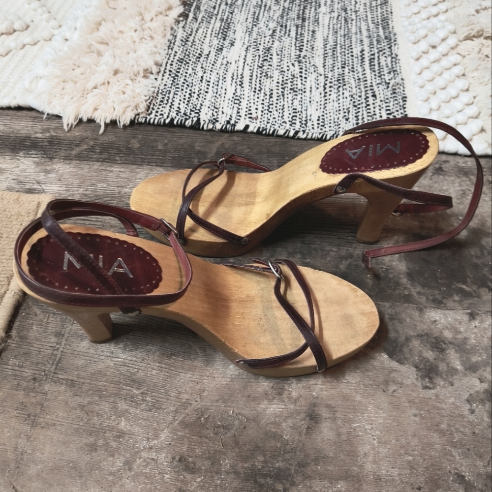 Mia Leather and Wood Heels